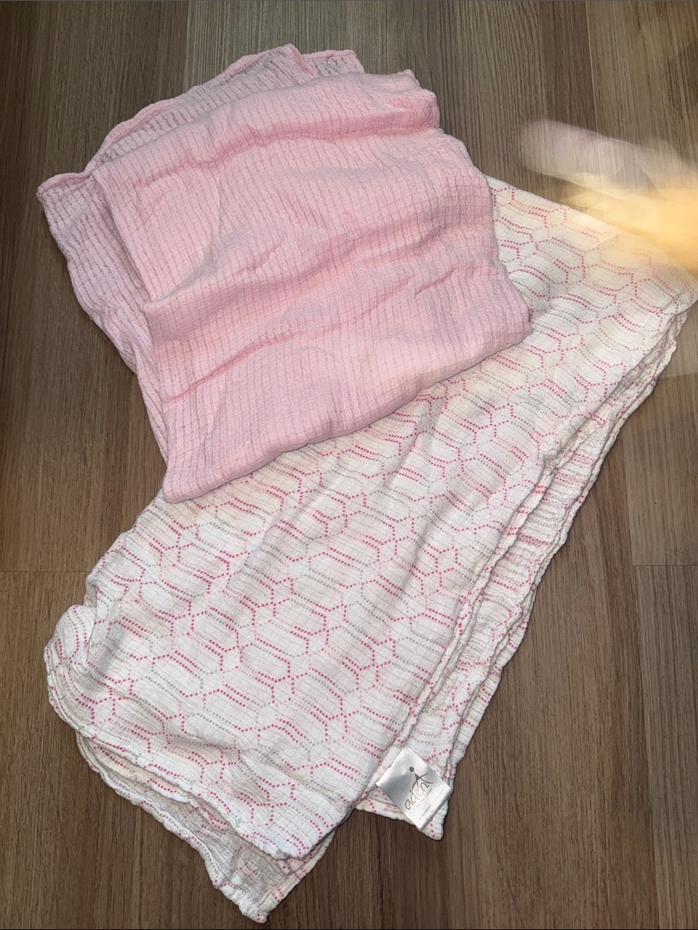 Set of Two Pink Muslin Baby Swaddles